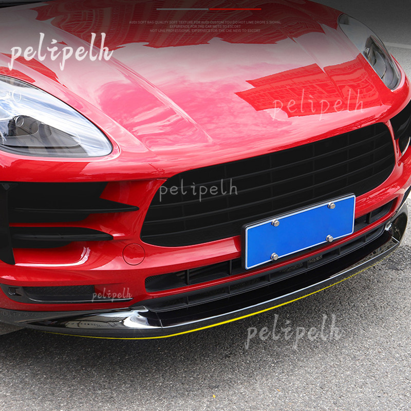 Fit For Porsche Macan 2019-2021 Black Car Front Bumper Lip Chin Spoiler Splitter
