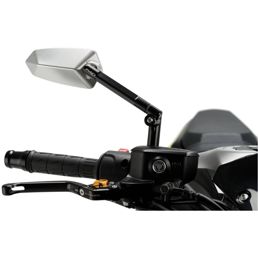 Puig F1.1 Mirror - Black/Aluminum, Right/M10x1.25 With M8 Adapters 017ND