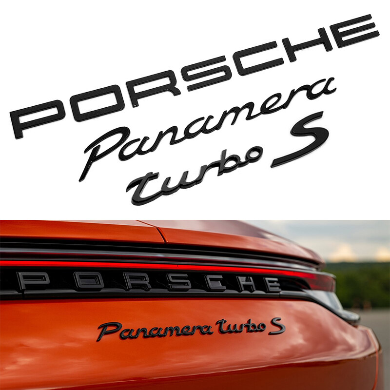 New 4Pcs Gloss Black PORSCHE Panamera Turbo S Rear Badge Emblem 97055923708 New