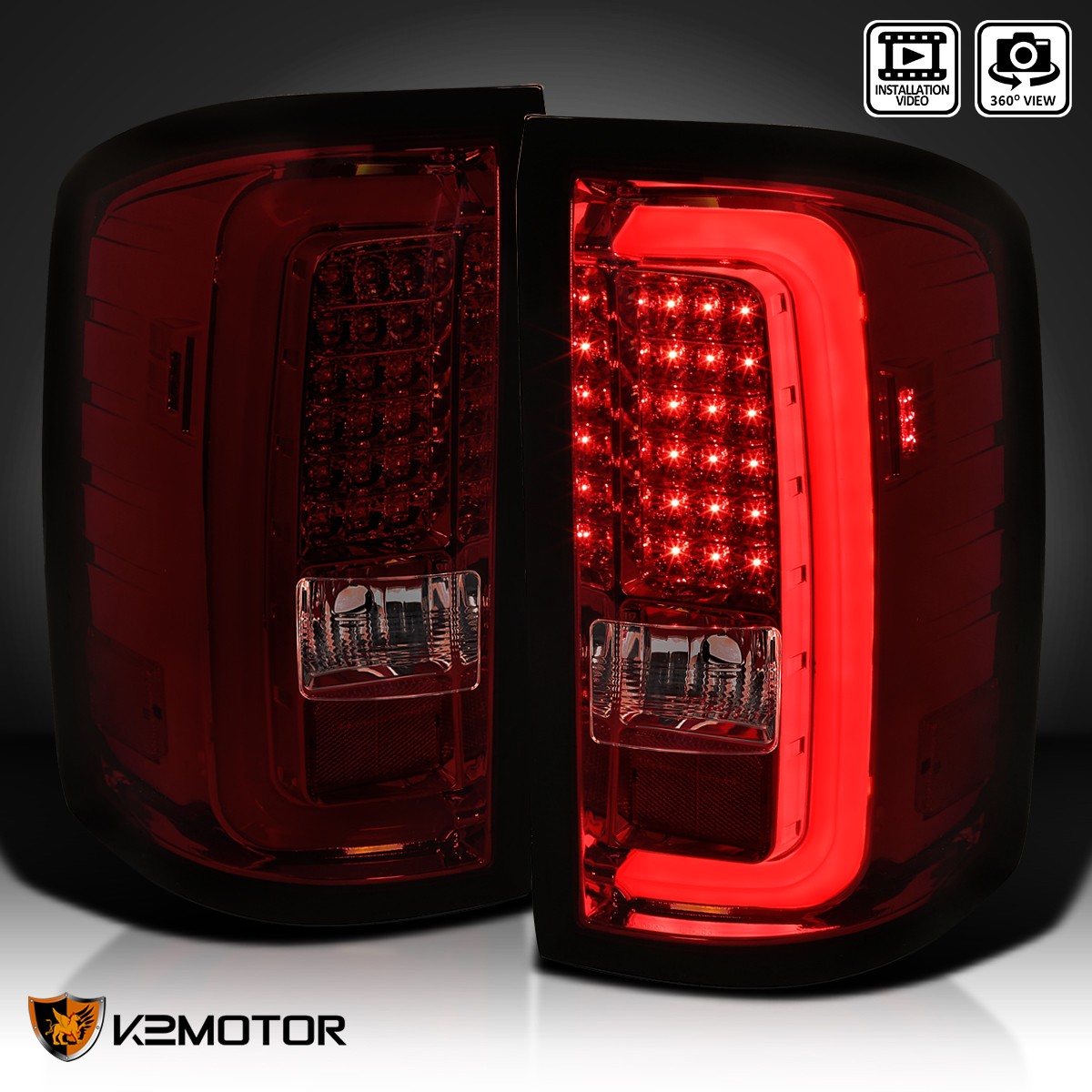 Red/Smoke Fits 2014-2018 GMC Sierra 1500 2500 3500 LED Bar Tail Lights Lamp Red/Smoke Fits 2014-2018 GMC Sierra 1500 2500 3500 LED Bar Tail Lights Lamp