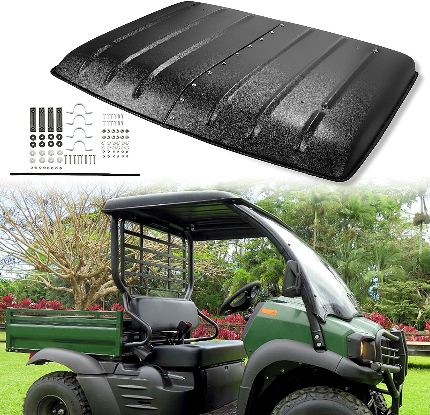 KOJEM Black Plastic Hard Top Roof For 2005-2023 Kawasaki Mule 600 / 610 SX 4X4 KOJEM Black Plastic Hard Top Roof For 2005-2023 Kawasaki Mule 600 / 610 SX 4X4