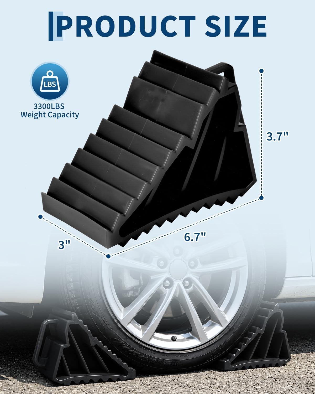 2 Pack Heavy Duty Wheel Chocks with Handles, Non-Slip Tire Chocks for RV Trailer 2 Pack Heavy Duty Wheel Chocks with Handles, Non-Slip Tire Chocks for RV Trailer