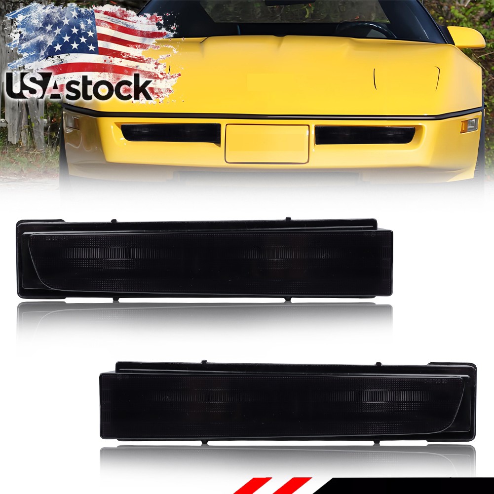 2X Smoked Lens Front Bumper Fog Running Signal Lights For 1984-1990 Corvette C4