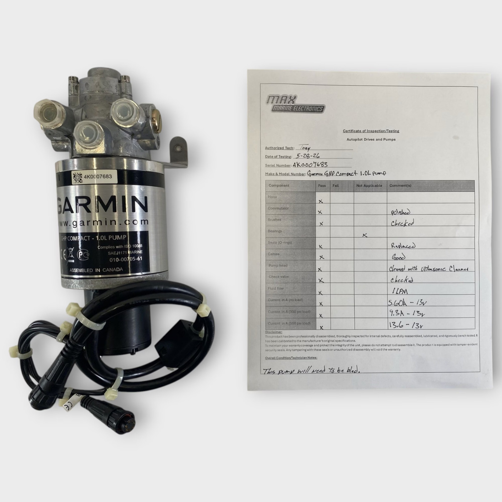 Garmin GHP Compact 1.0L Hydraulic Autopilot Pump Refurbished Tested 90-Day Wnty