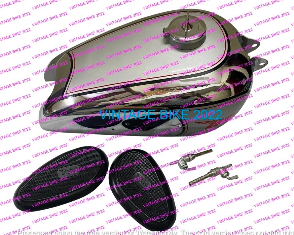 BSA M20 SILVER CHROME FUEL GAS PETROL TANK CIVIL MODEL+CAP TAP K PAD/COMPATIBLE