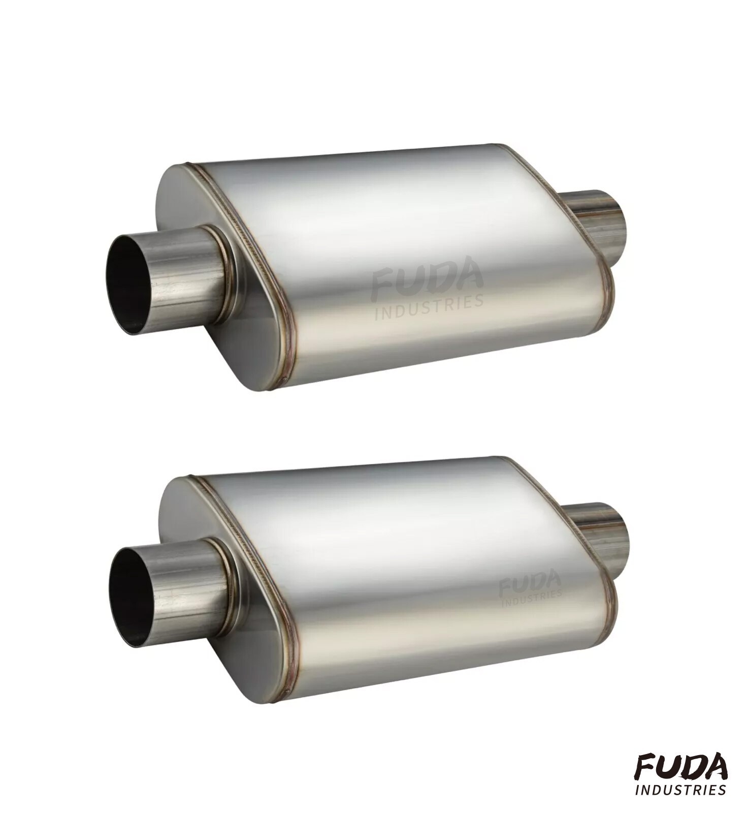 A Pair of Universal Muffler, 2.5in inlet/outlet Center,Straight-Through Exhaust