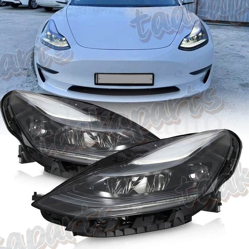 Headlights For 2021 2022 2023 Tesla Model 3 Y Matrix LED Driver & Passenger Side