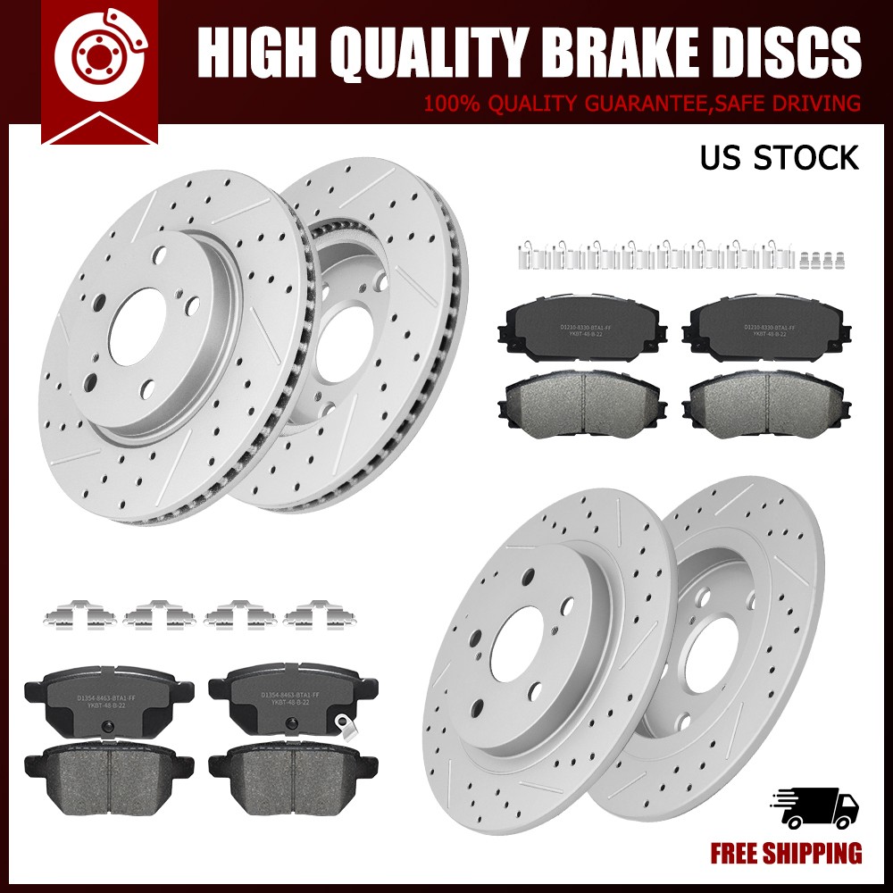 Front Rear Drilled Rotors Ceramic Brake Pads Kit For 2008-2015 Scion Xb