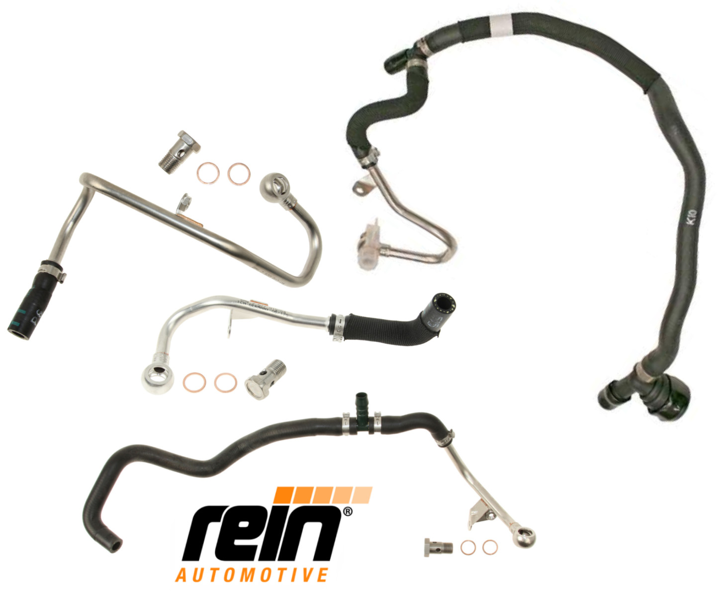 Turbocharger Coolant Hose Feed & Return Lt & Rt 4pcs OES for BMW V8 X5 X6