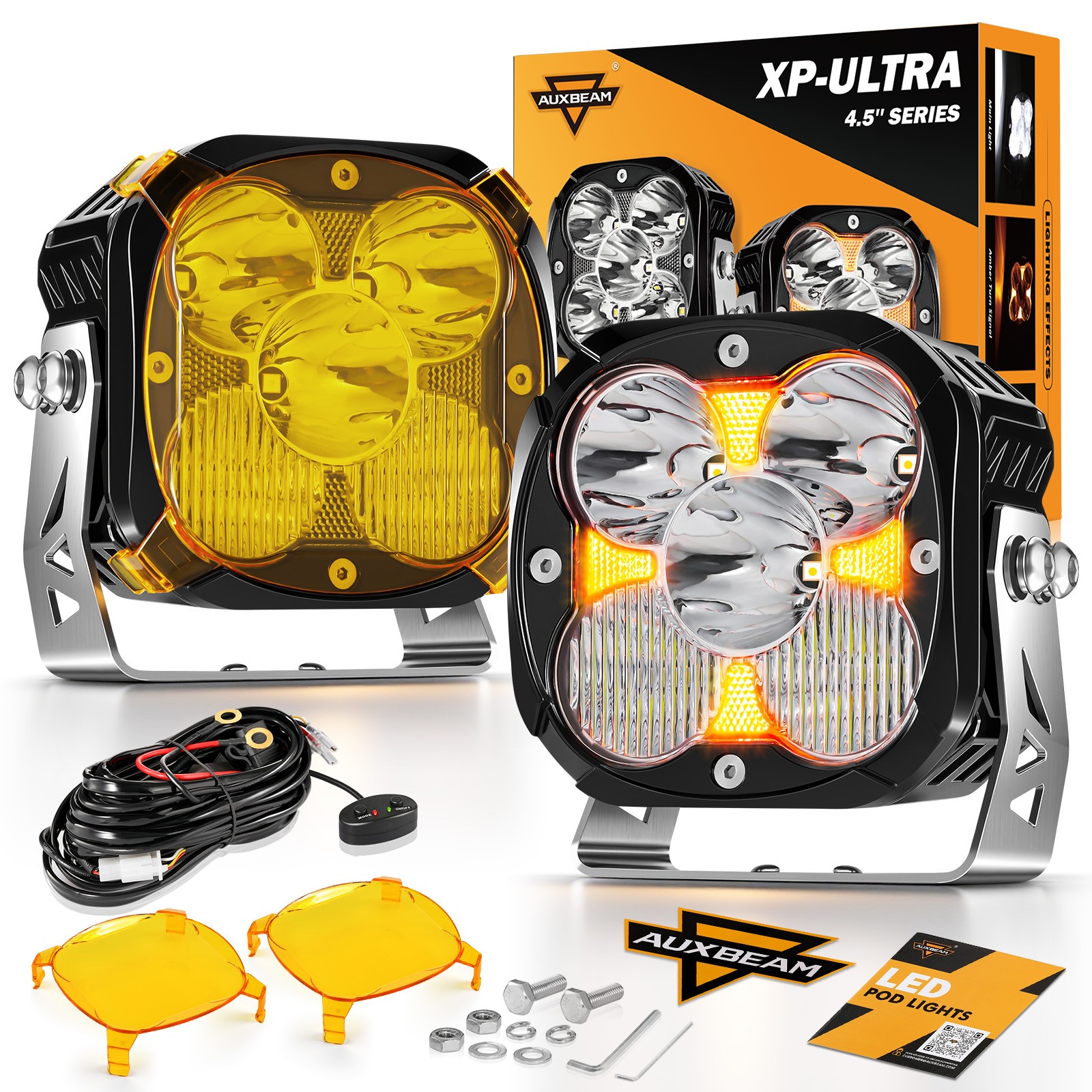 Auxbeam XP-Ultra 4.5\'\' 128W 15200LM LED Pods DRL Spot Flood Combo Offroad Lights