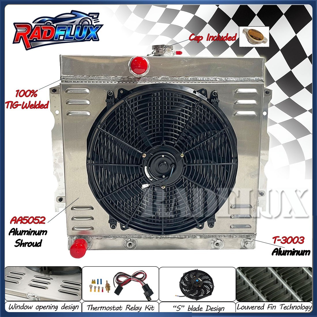 For 1964-1969 Plymouth Fury 1966-1969 68 Dodge Charge AT/MT Radiator+Shroud Fan