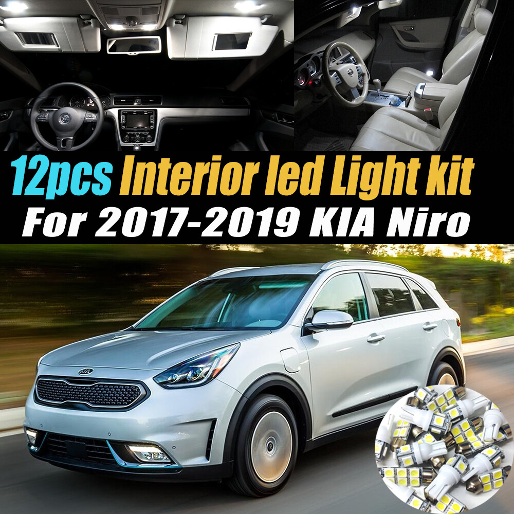 12Pc Super White Car Interior LED Light Bulb Kit Pack for 2017-2019 KIA Niro
