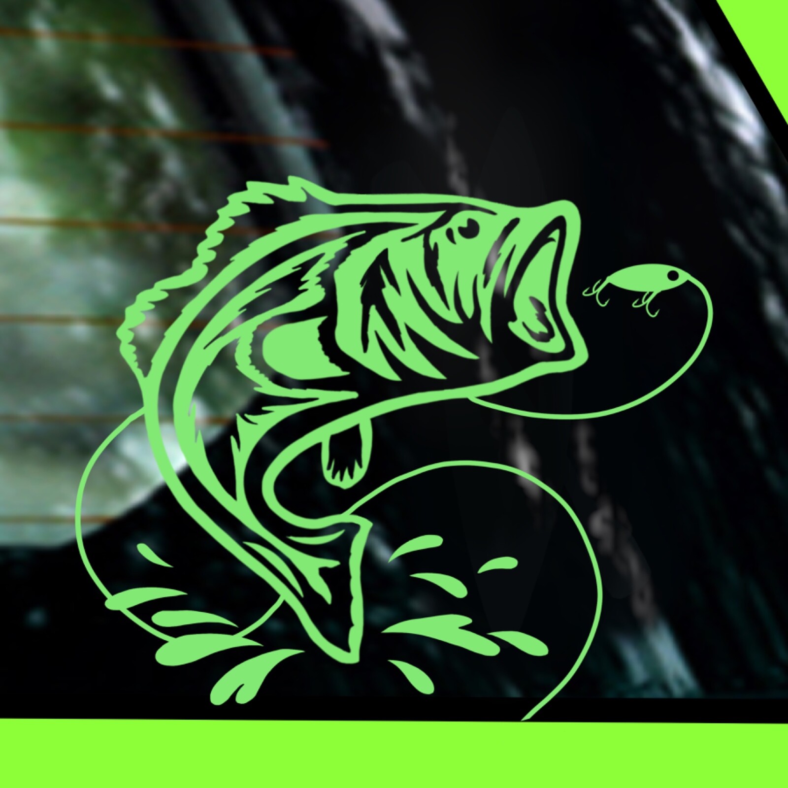 Jumping Bass Car Window Decal Sticker