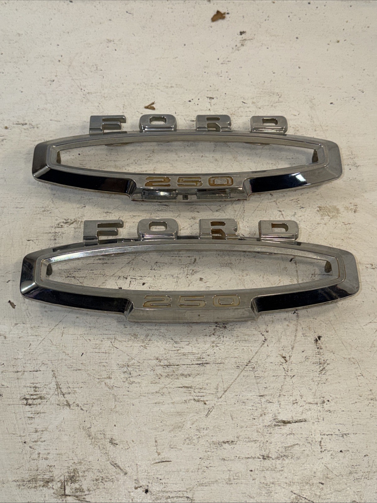 NOS OEM Vintage Ford C6TB-16720-A Fender Nameplate Emblems 1965-66 F-250 Trucks NOS OEM Vintage Ford C6TB-16720-A Fender Nameplate Emblems 1965-66 F-250 Trucks