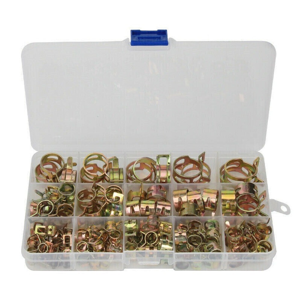 115PCS Hose Spring Clamps 6-22mm Fastener Fuel Water Line Pipe Air Tube Clips