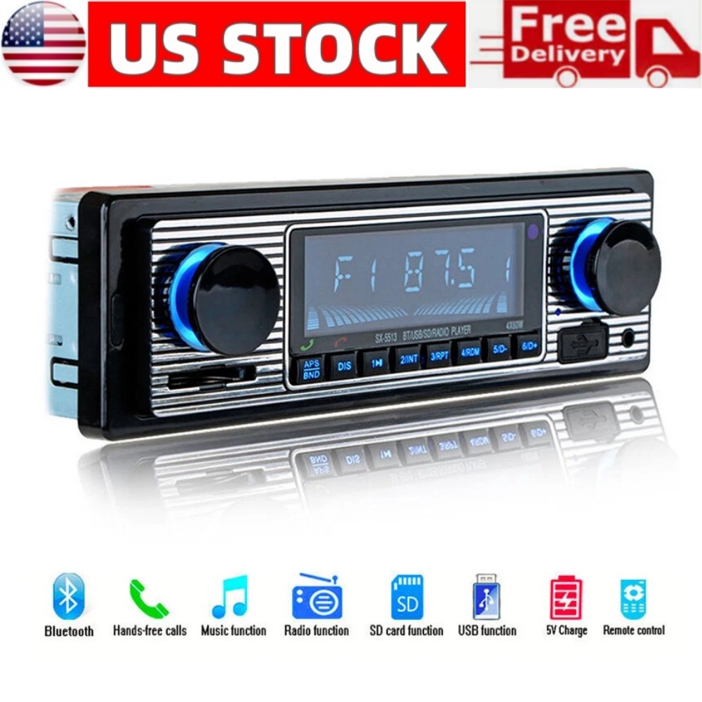 Car Stereo Bluetooth Retro FM Radio Player Receiver Hands-Free WMA/WAV/AUX/MP3 Car Stereo Bluetooth Retro FM Radio Player Receiver Hands-Free WMA/WAV/AUX/MP3