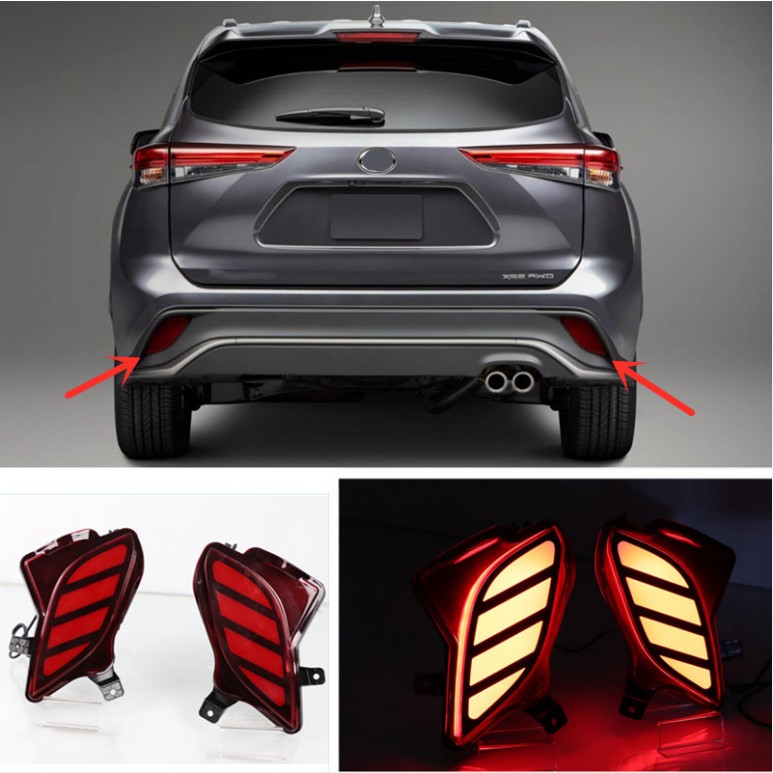 2x Car LED Rear Fog Light Tail Bumper Lamp Set For Toyota Highlander 2020-2026
