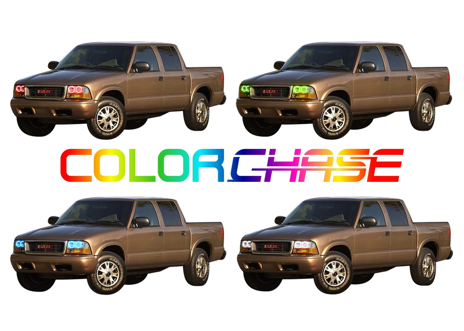 Color Chasing LED Headlight Flow Halo kit for GMC Sonoma 98-04