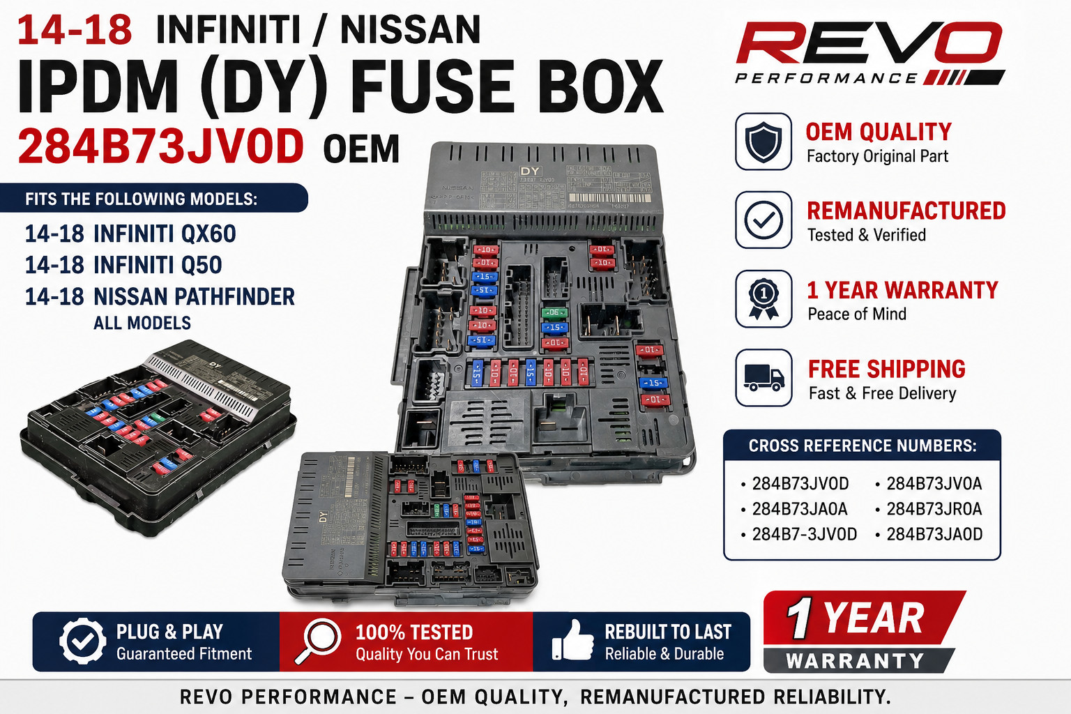 ☑️ 14-18 Infiniti QX60 Q50 IPDM (DY) Fuse Box 284B73JV0D OEM 1yr Warranty