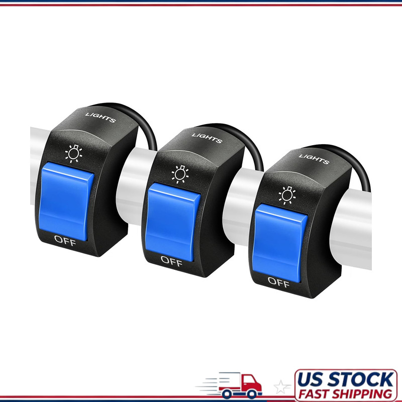 Motorcycle Headlight Switch Handlebar Toggle 3 Pack, Blue, Standard HColor: Blue