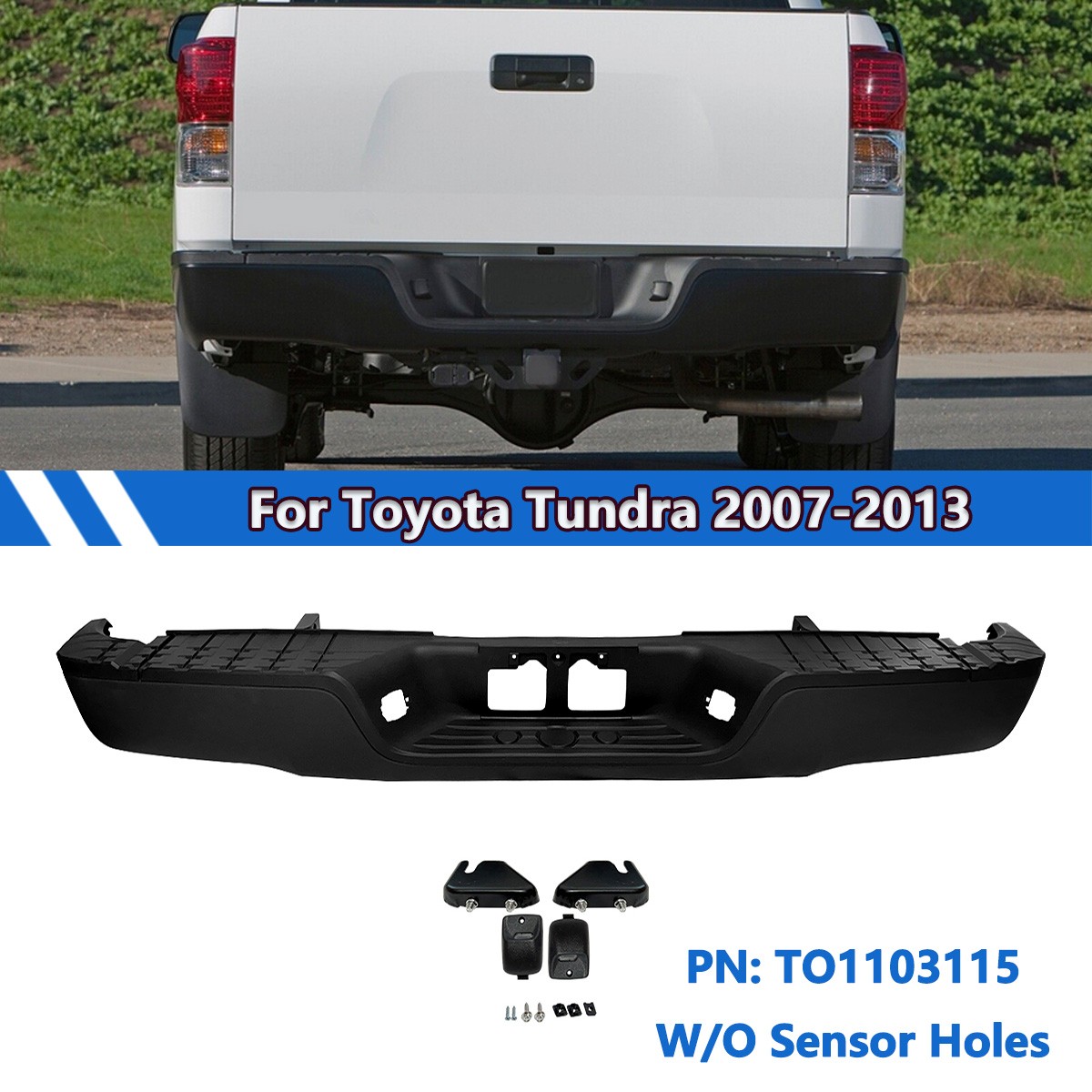 Step Rear Bumper Assembly Black Steel For Toyota Tundra 2007 2008-2013 TO1103115