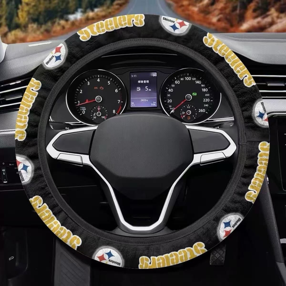 Pittsburgh Steelers Steering Wheel Cover Universal Car Interior Accessory Pittsburgh Steelers Steering Wheel Cover Universal Car Interior Accessory