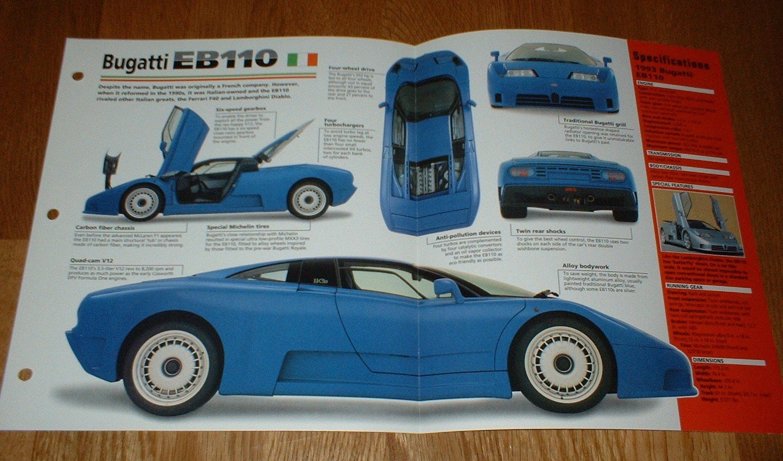 1993 BUGATTI EB110 ORIGINAL IMP BROCHURE SPECS INFO 92 93 94 95 EB 110