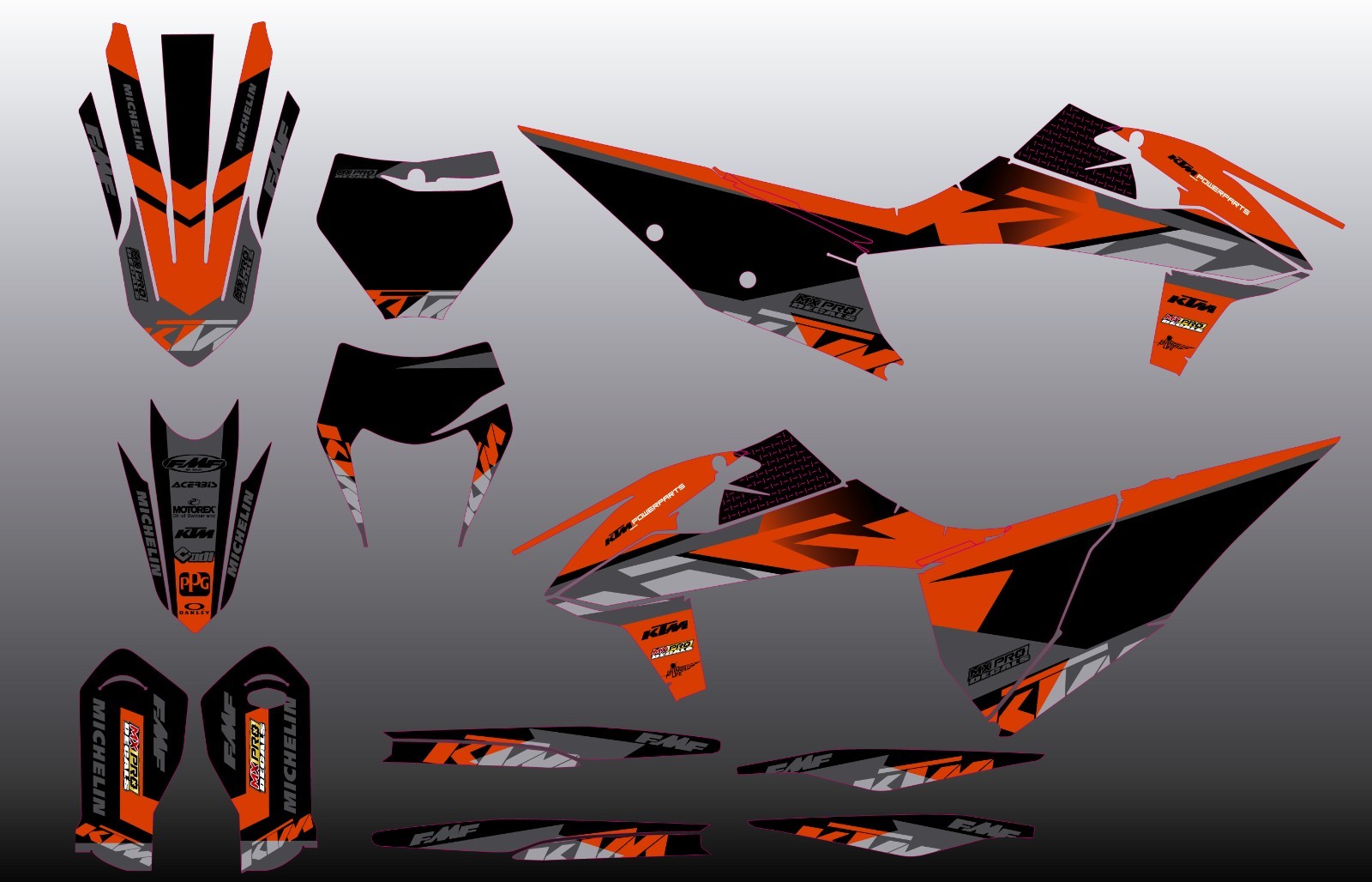 Fit KTM XCW XCFW EXC EXCF 2020 to 2023 & SX SXF XC XCF 2019 to 2022 graphic kit