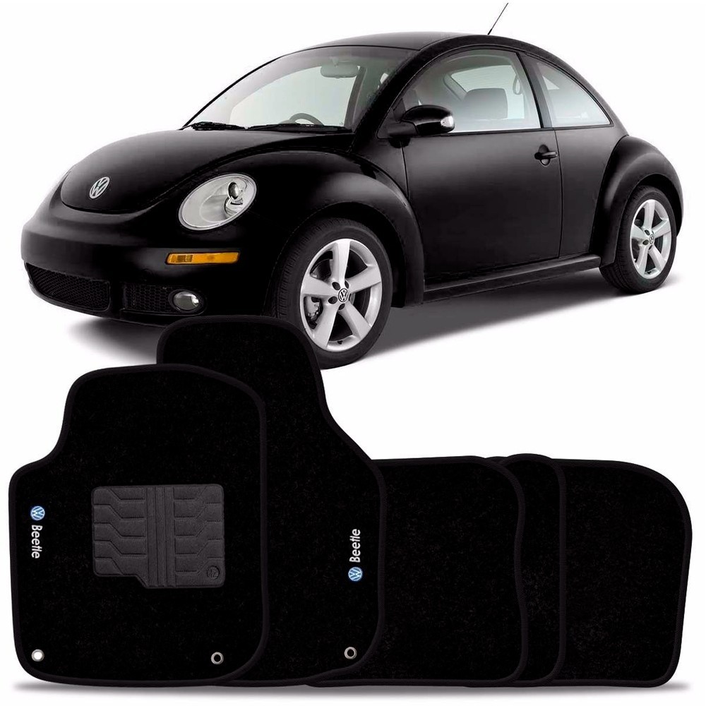 Set 5pcs Car Floor Mats Black VW New Beetle Embroidery LHD 1998-2011 Solid Botto