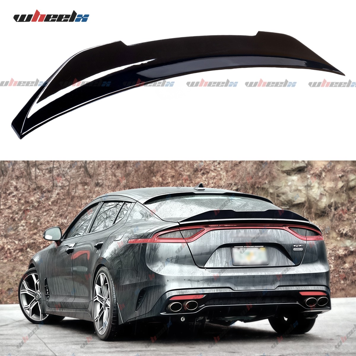HIGHKICK PSM STYLE REAR TRUNK SPOILER WING FOR 2018-2023 KIA STINGER GLOSS BLACK