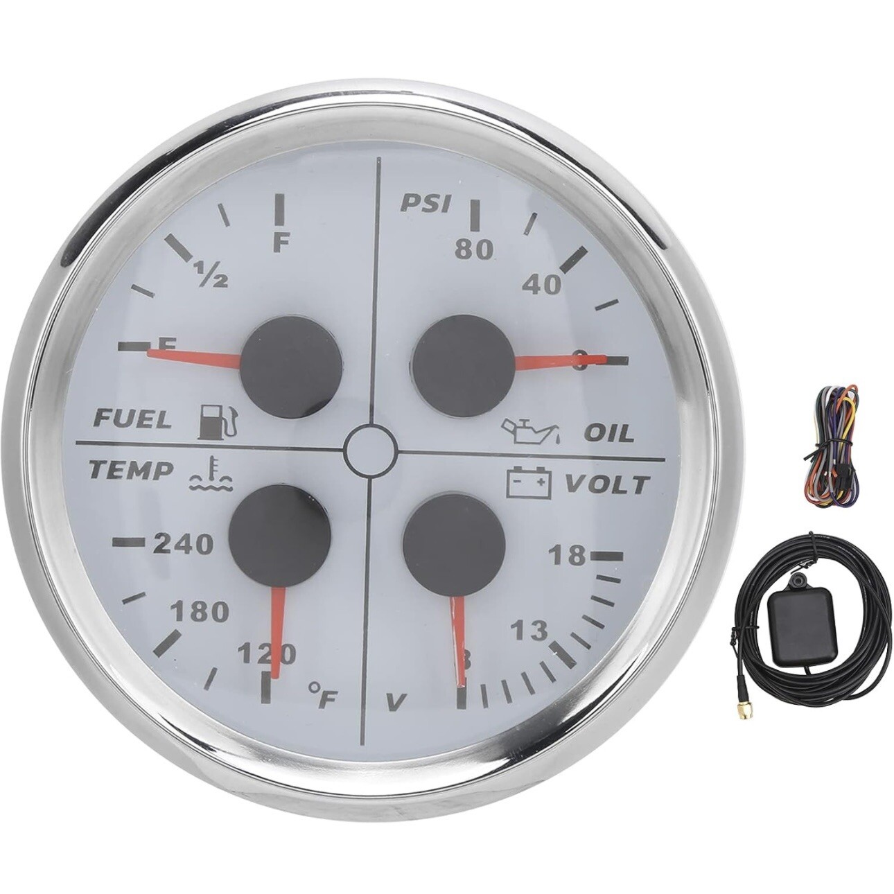 KIMISS Boat Meter 85mm Oil Level/Pressure Meter 4 in 1 Multifunctional Voltmeter