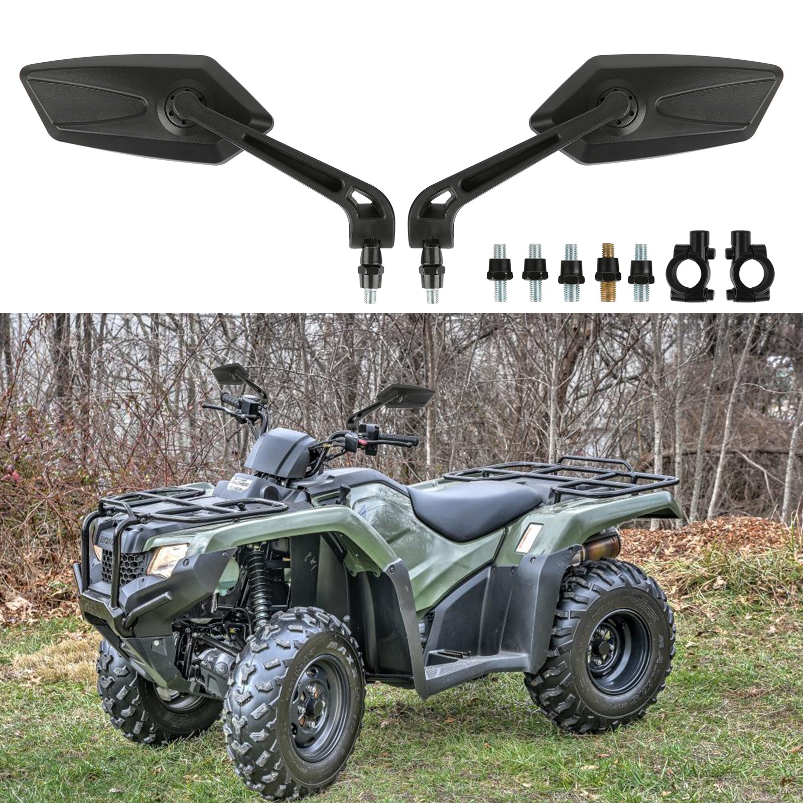 ATV Rear View Side Mirrors W/ 7/8\