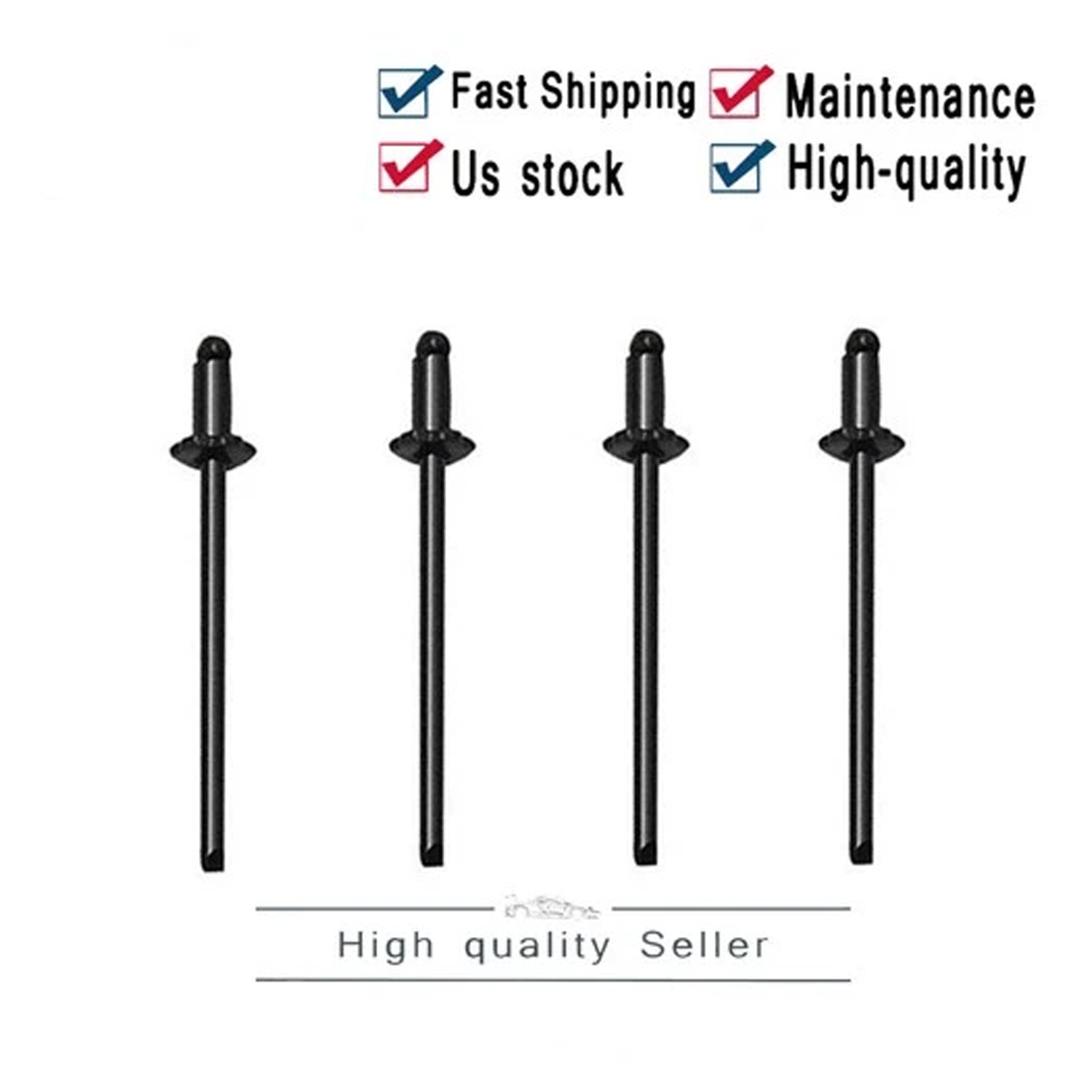 4PCS for GM Ford Chrysler AMC VIN Door Tag black Nos Dash Rivets Stainless Steel