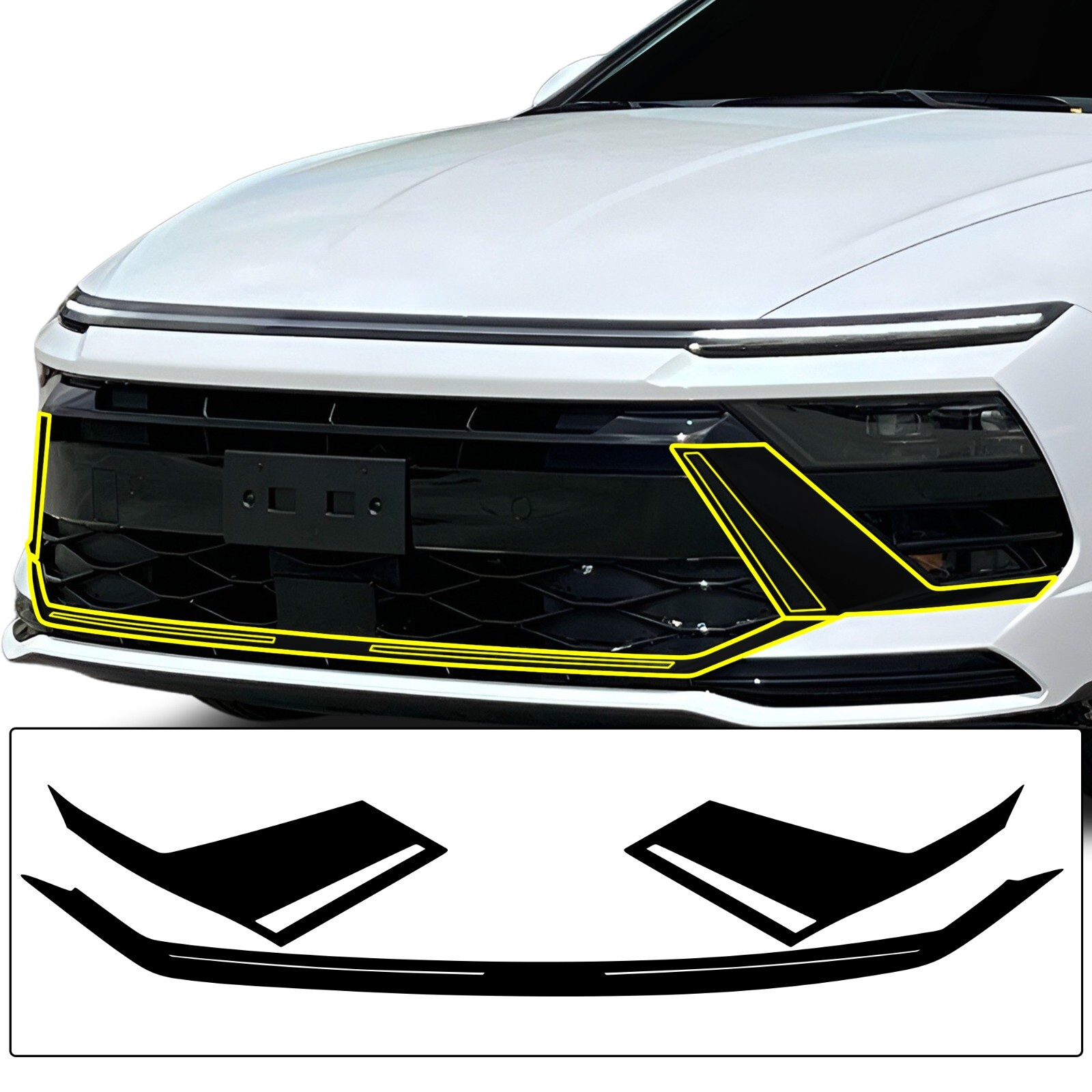 Fits Hyundai Sonata 2024-2026 Grille Chrome Delete Decal Blackout Vinyl Film Fits Hyundai Sonata 2024-2026 Grille Chrome Delete Decal Blackout Vinyl Film