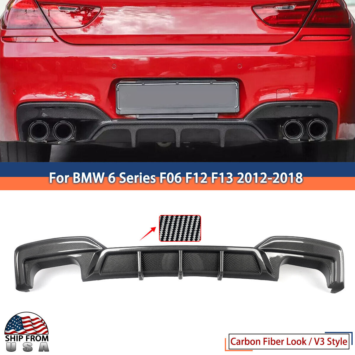 Carbon Look Rear Bumper Diffuser Lip For BMW F06 F12 F13 M6 640i 650i 2012-2018