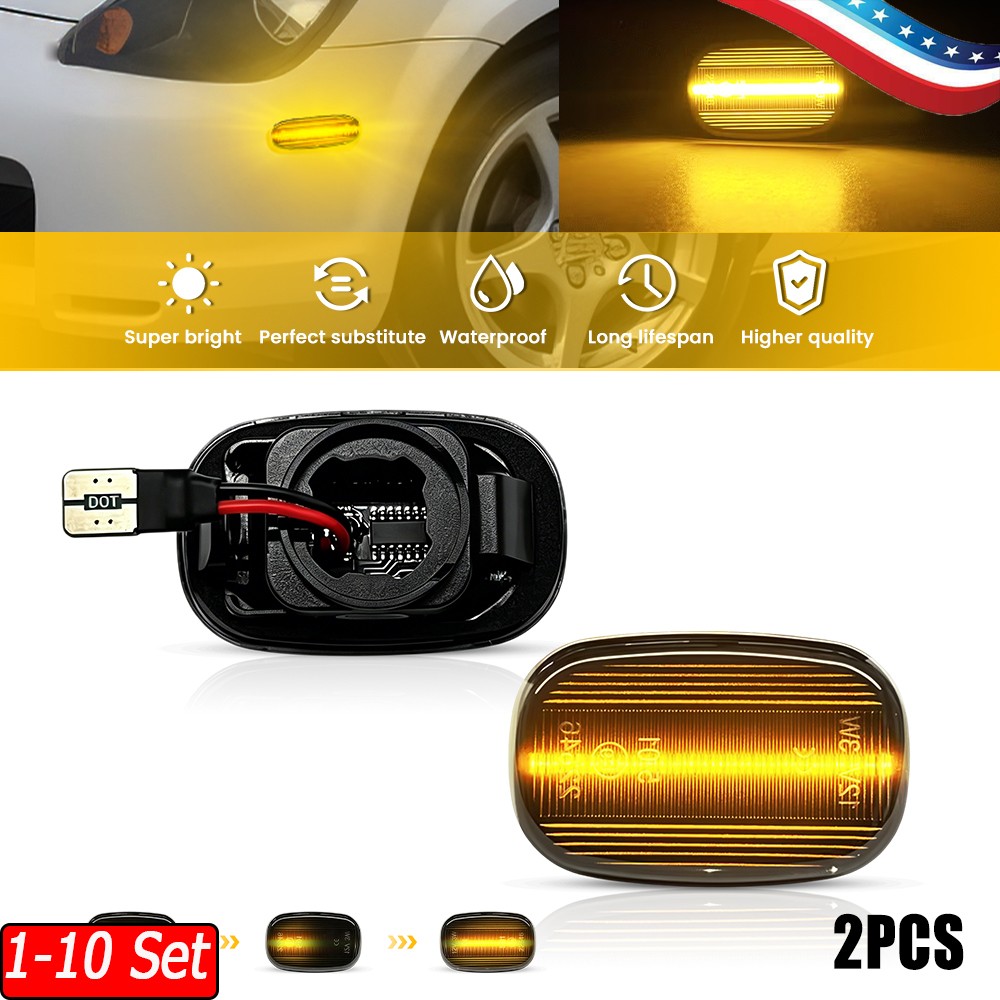 1-10x Smoked Sequential Amber LED Side Marker Lights For Toyota Supra MKIV 93-02