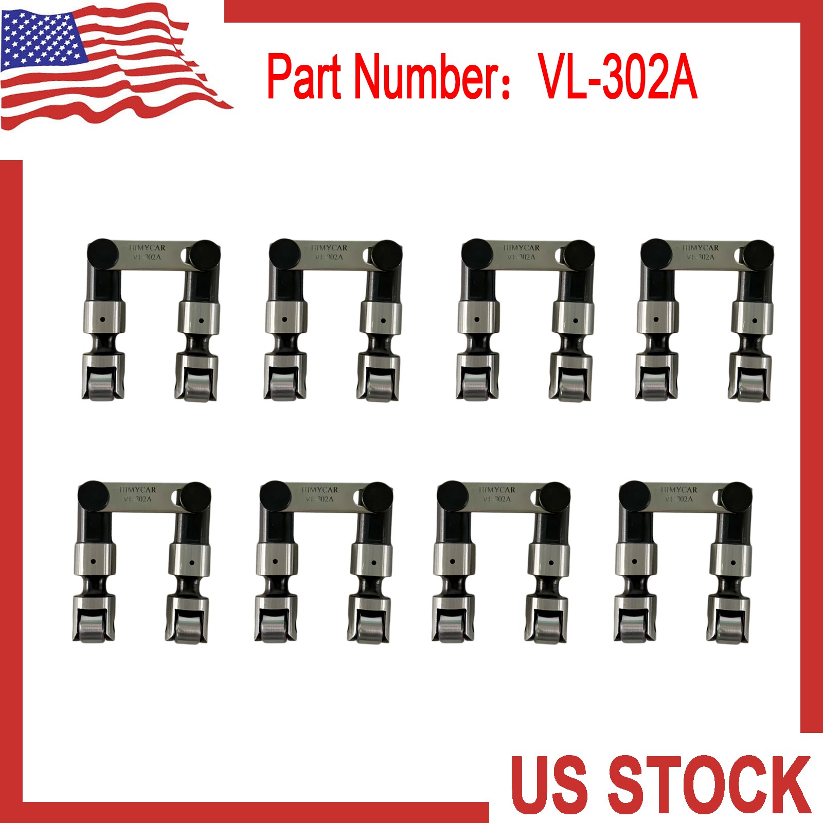 VL302A 8xSBF Pro Racer Solid Mechanical Roller Lifters Tappet Vertical Link Bar