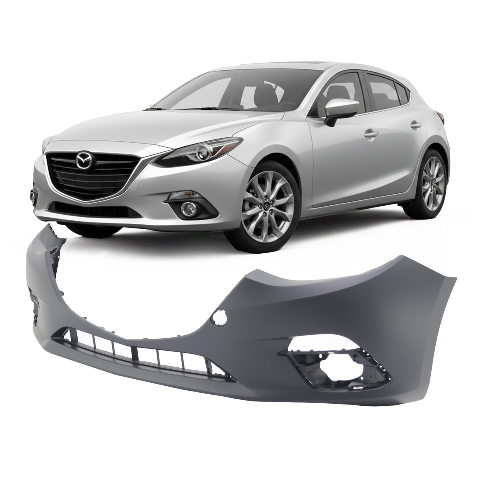 2014-2016 Mazda 3 Sport Primed Front Bumper Cover MA1000239 BJS750031ABB