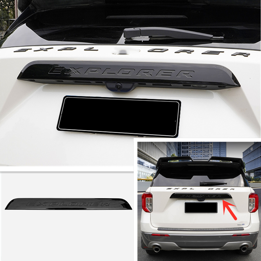Black Rear Door Trunk Lid Cover Trim For Ford Explorer 2020-2022