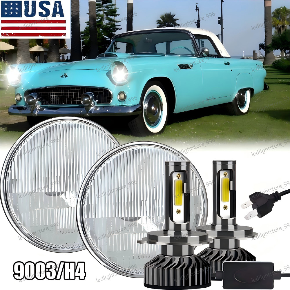 For Ford Thunderbird 1955-1958 Deluxe 1939-51 7Inch Round Led Headlight DRL