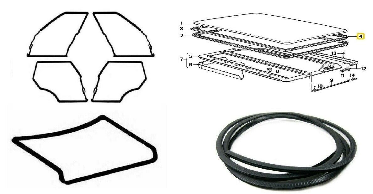 For BMW E12 5 SERIES 1972-1981 Door + Trunk Lid Rubber Sunroof Seal Gasket 6 pcs