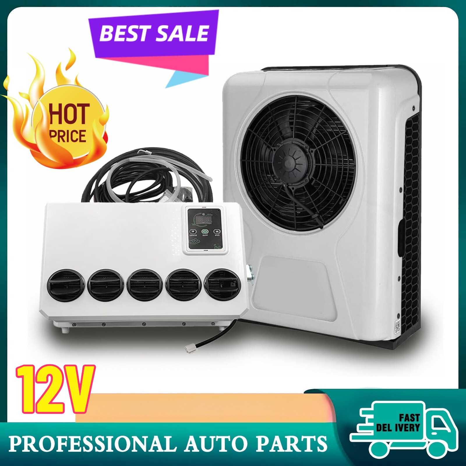 12V Split 12000 BTU Truck Cab Air Conditioner AC Fits Semi Trucks RV Caravan Bus