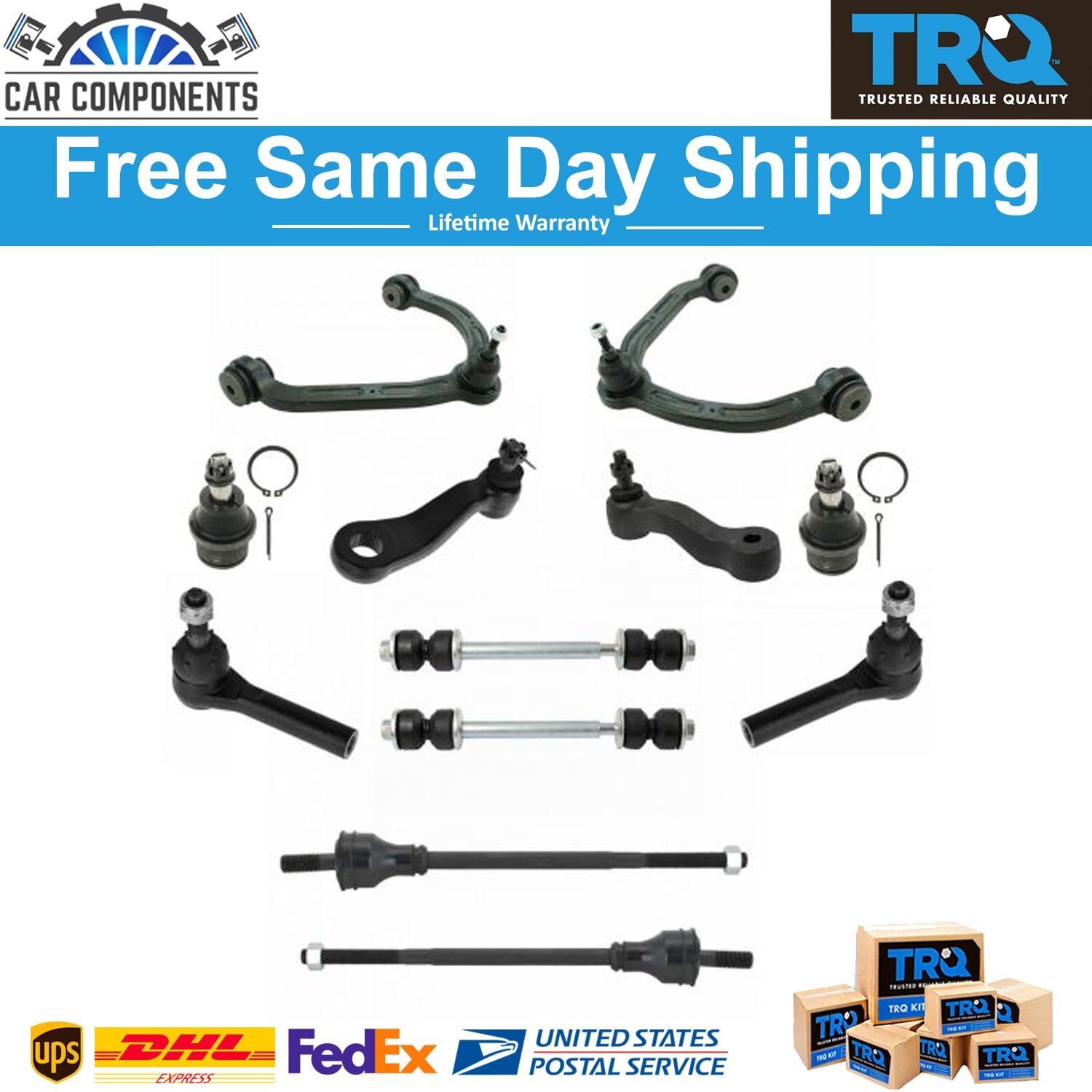 TRQ Front Steering & Suspension Kit For 2003-19 Chevrolet Express 2500 3500 Van
