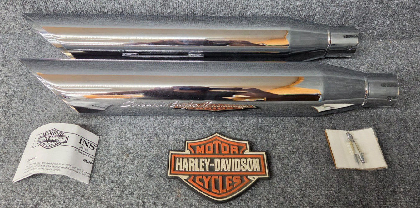OEM HARLEY SCREAMIN EAGLE 95-UP DYNA CHROME BAL CUT MUFFLER KIT 80258-99A