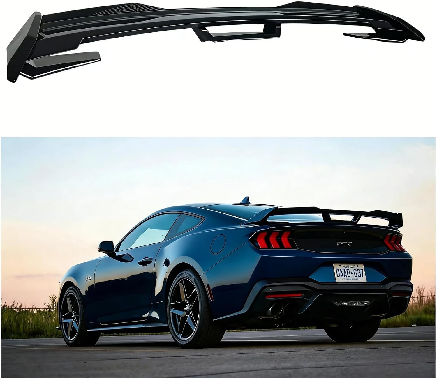 Gloss Black GT Style Rear Spoiler Wing For 2024-2026 Ford Mustang Body Kit