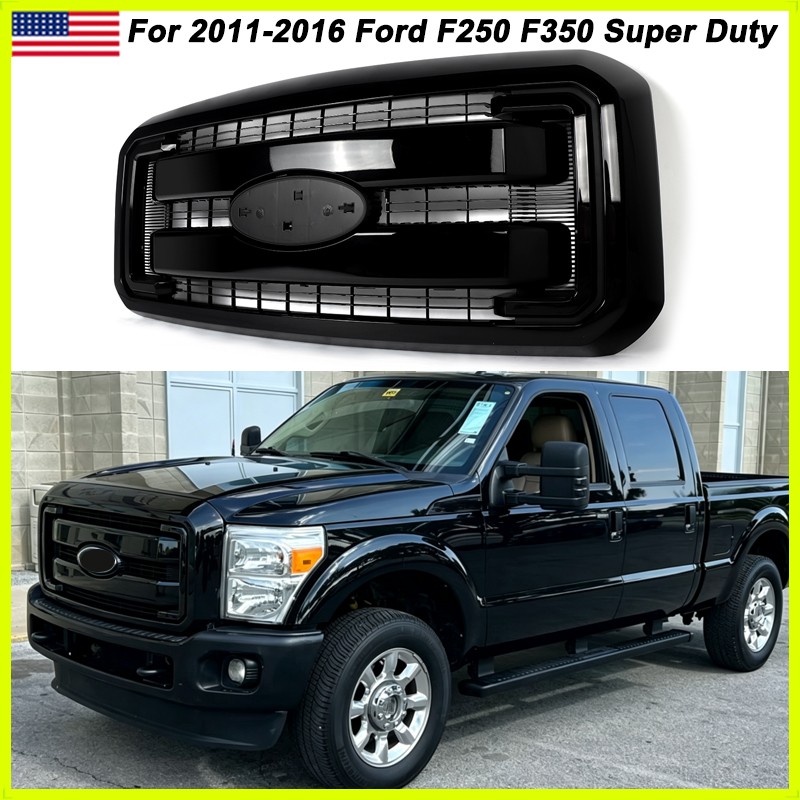 Gloss Black Front Grille Assembly For 2011-2016 F250/F-250/F350/F450 Super Duty