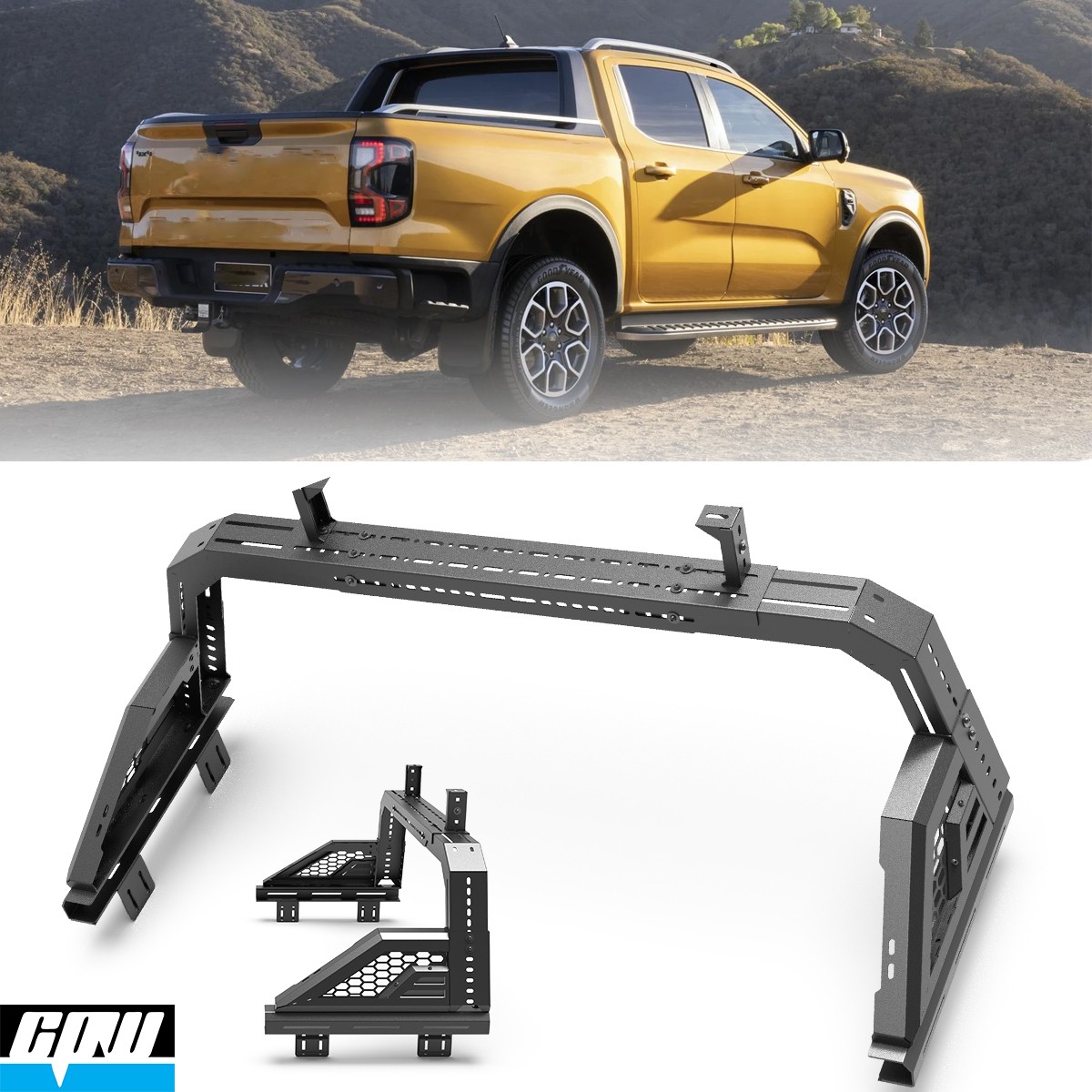 For 1993-2011/2019-2026 Ford Ranger Adjustable Extendable Rack Roll Bar