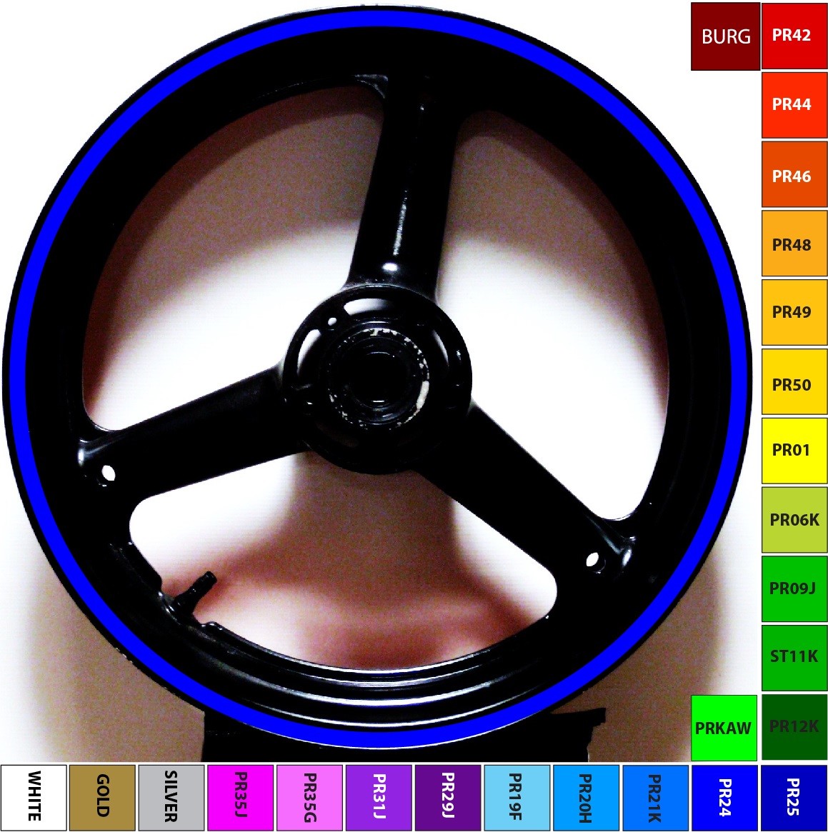 CUSTOM BLUE MOTORCYCLE CAR TRUCK RIM STRIPES WHEEL DECAL STICKERS TAPE TRIM KIT