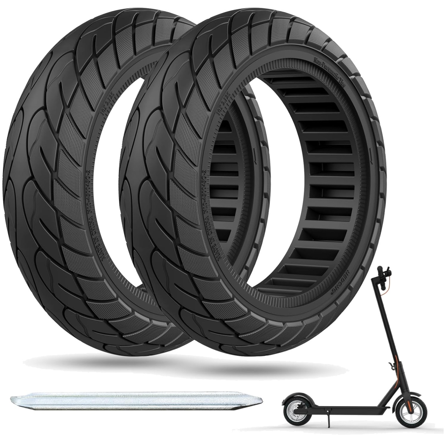 Anti-Puncture 10x2.125 Solid Electric Scooter Tires – Weather-Resistant, 2 pcs