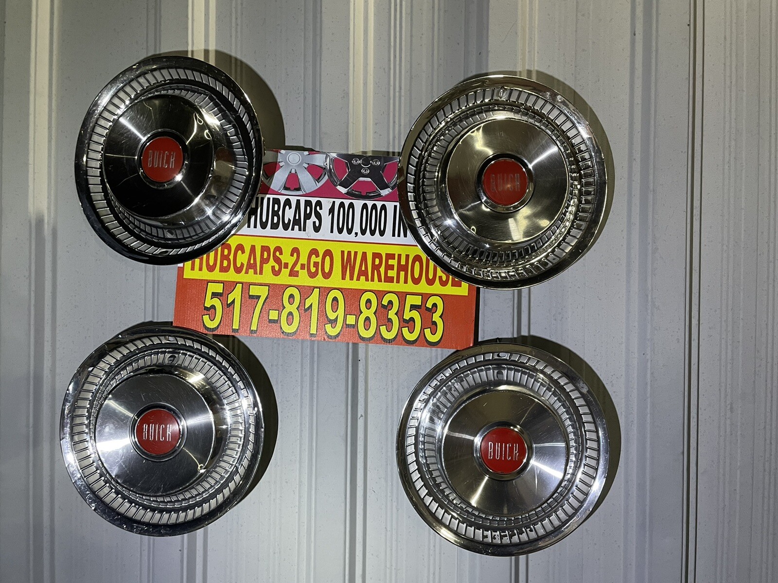 1955 56 Buick Roadmaster Nice Used  original Hubcaps 15” Red Centers  Set 4 rare